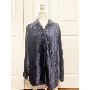 Cut Loose Velvet Button Blue Blouse Size Large